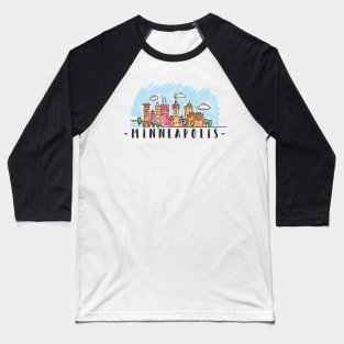 Minneapolis USA Skyline Baseball T-Shirt